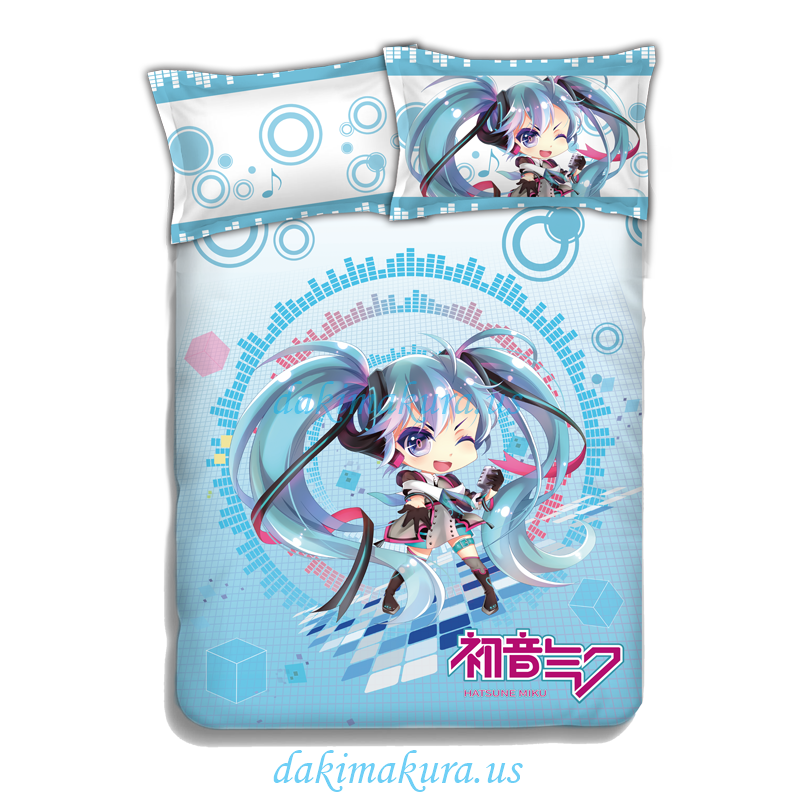 Miku Hatsune - Vocaloid Anime 4 Pieces Bedding Sets,Bed Sheet Duvet Cover with Pillow Covers